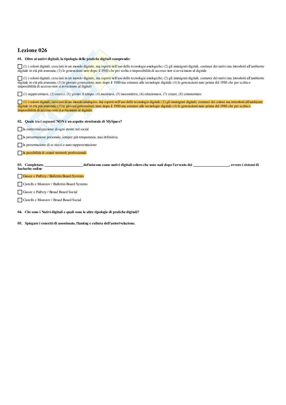 Paniere Comunicazione 2.0 - Risposte multiple - aggiornato (2025) Pag. 26