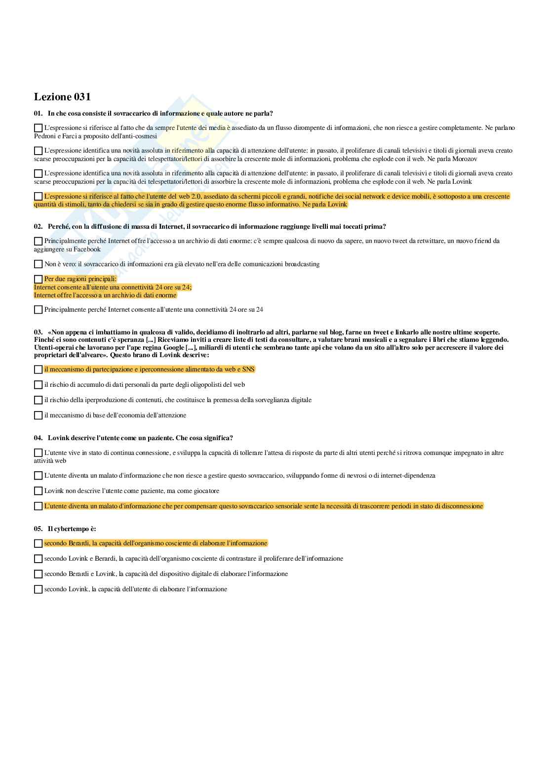 Paniere Comunicazione 2.0 - Risposte multiple - aggiornato (2025) Pag. 31