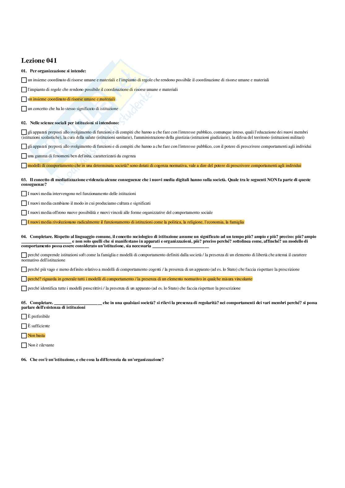 Paniere Comunicazione 2.0 - Risposte multiple - aggiornato (2025) Pag. 41