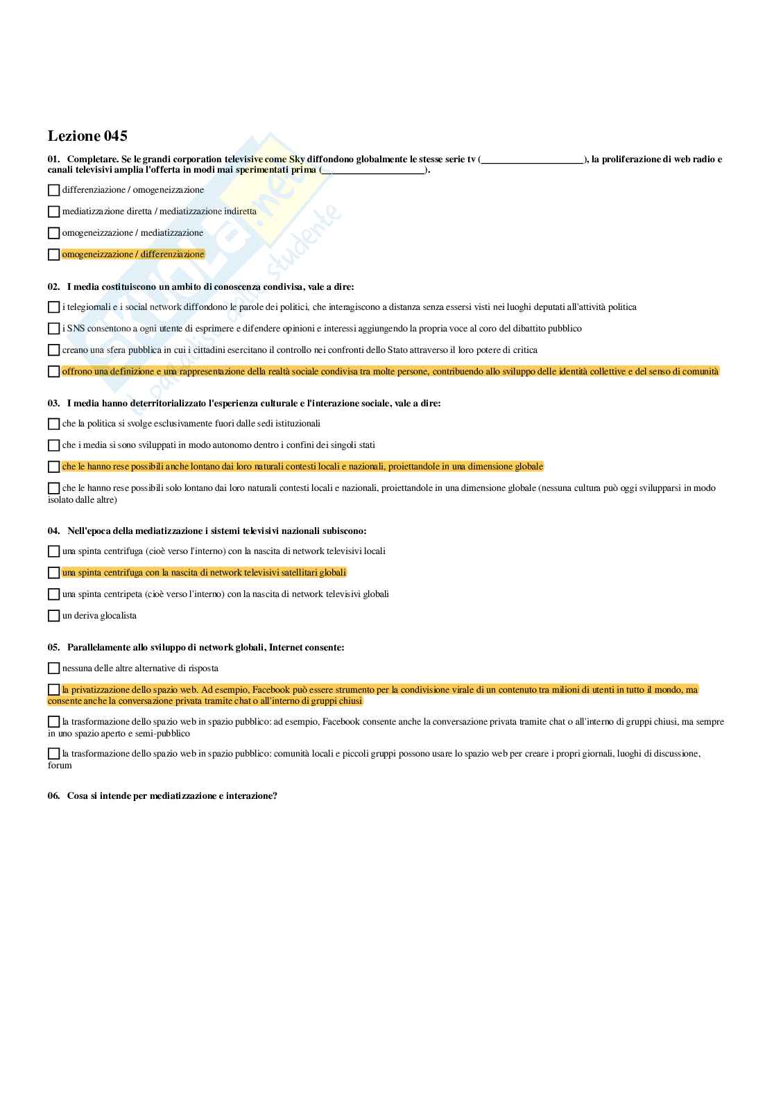 Paniere Comunicazione 2.0 - Risposte multiple - aggiornato (2025) Pag. 46