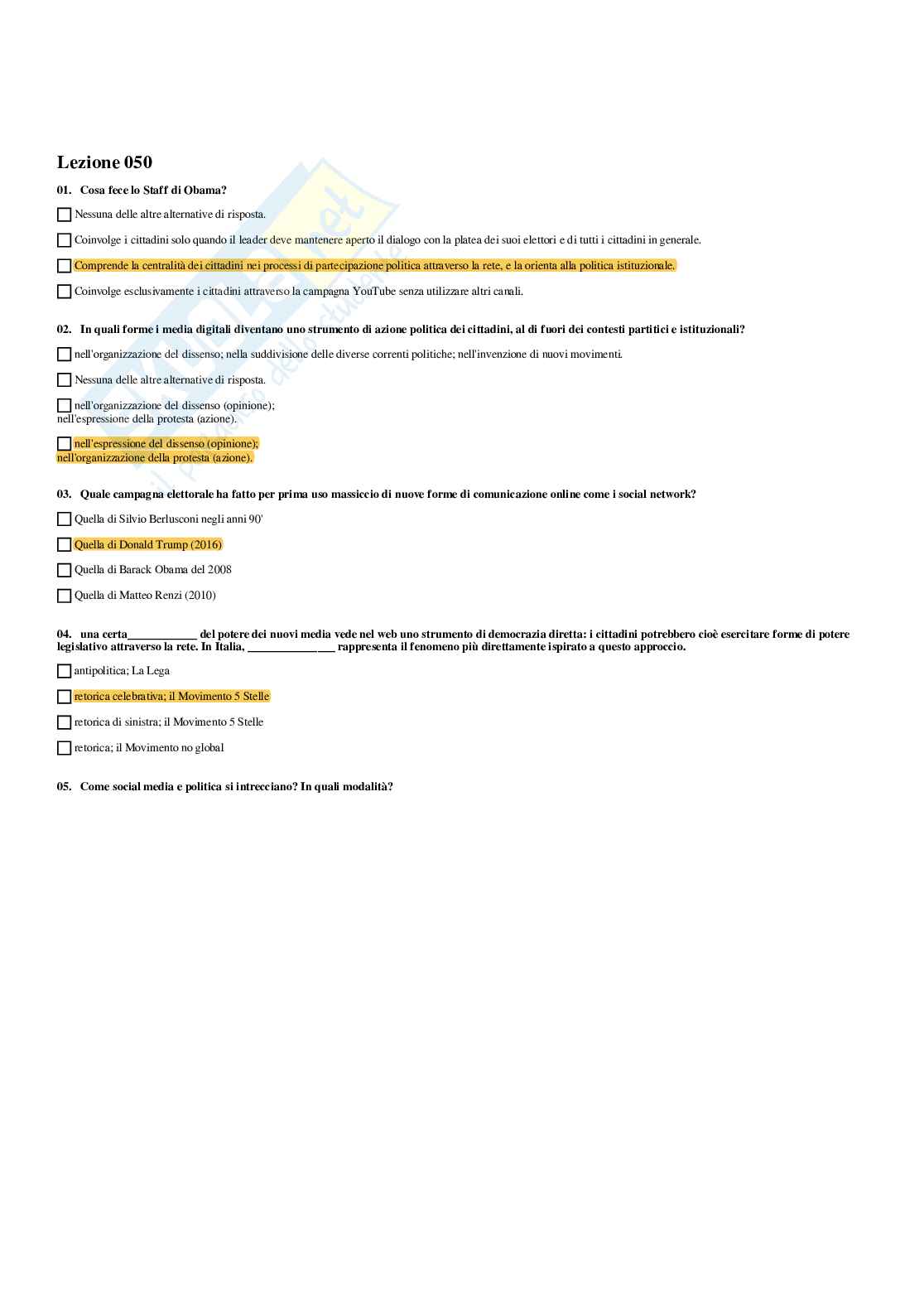 Paniere Comunicazione 2.0 - Risposte multiple - aggiornato (2025) Pag. 51