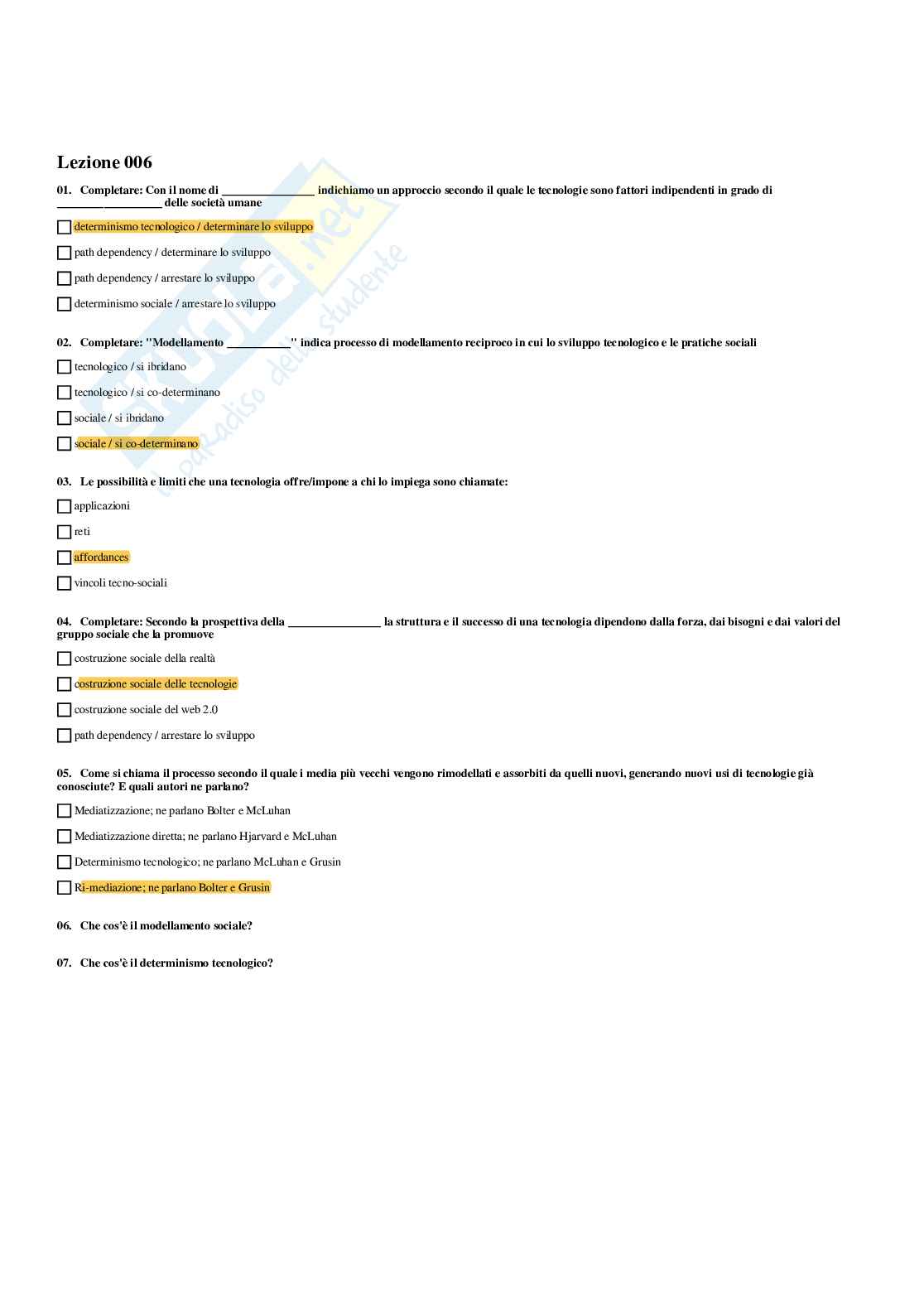 Paniere Comunicazione 2.0 - Risposte multiple - aggiornato (2025) Pag. 6