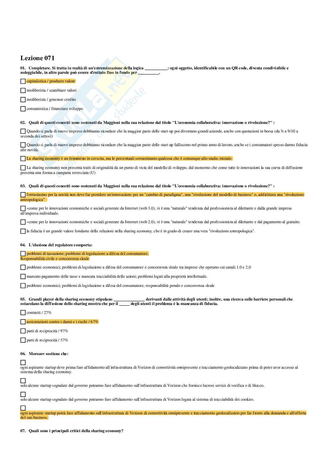 Paniere Comunicazione 2.0 - Risposte multiple - aggiornato (2025) Pag. 76