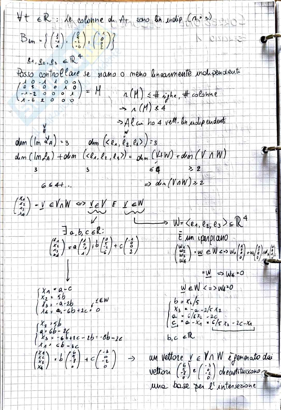 Geometria e algebra lineare: correzione completa secondo parziale Pag. 2