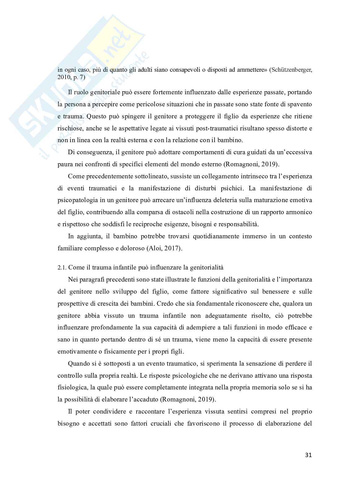 Genitorialità tra trauma infantile e legame transgenerazionale. Analisi di un caso clinico Pag. 31