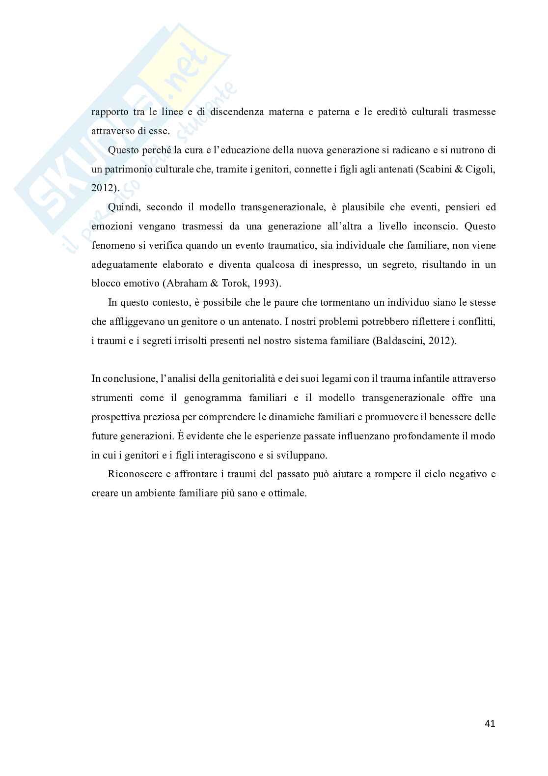 Genitorialità tra trauma infantile e legame transgenerazionale. Analisi di un caso clinico Pag. 41