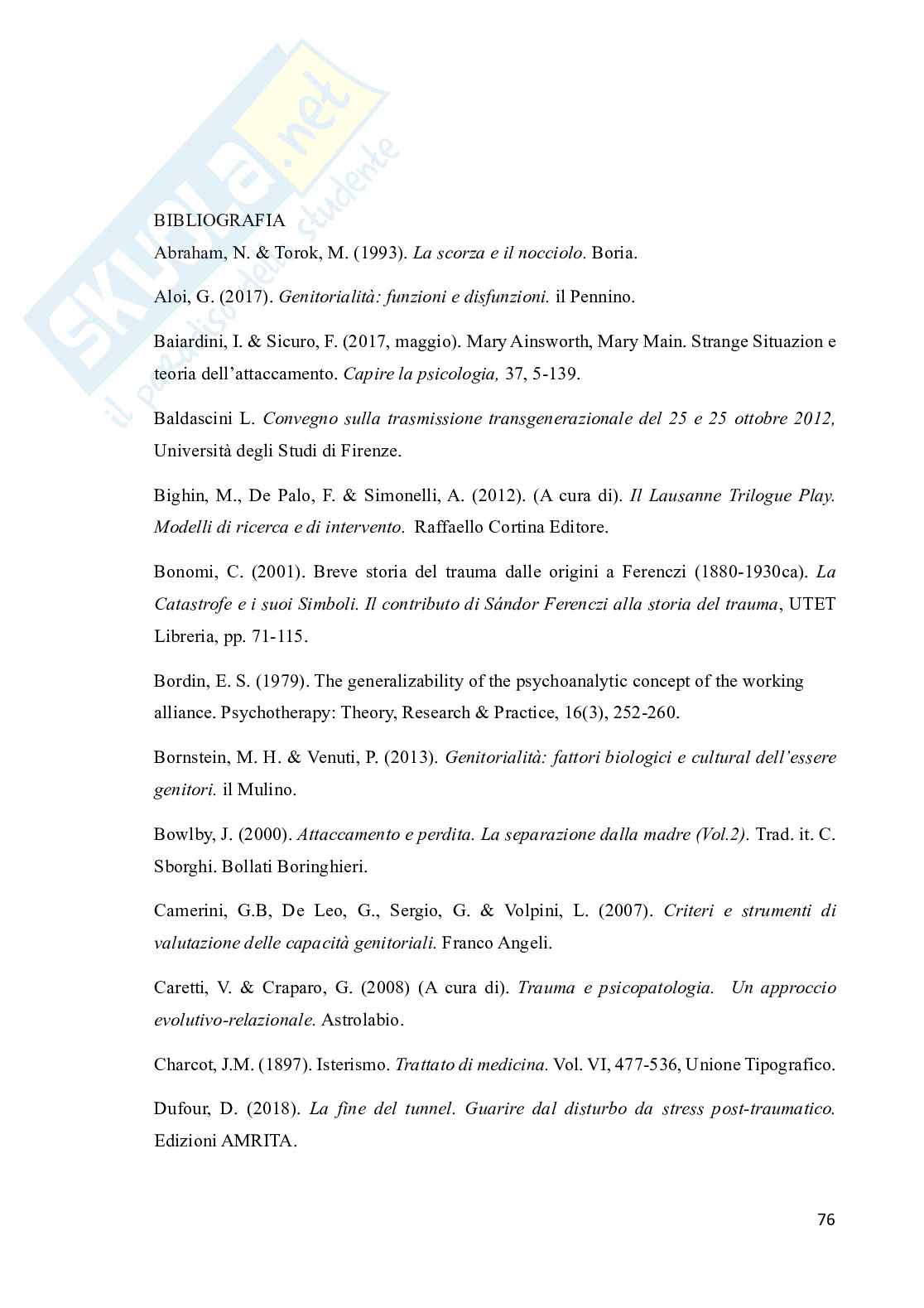 Genitorialità tra trauma infantile e legame transgenerazionale. Analisi di un caso clinico Pag. 76