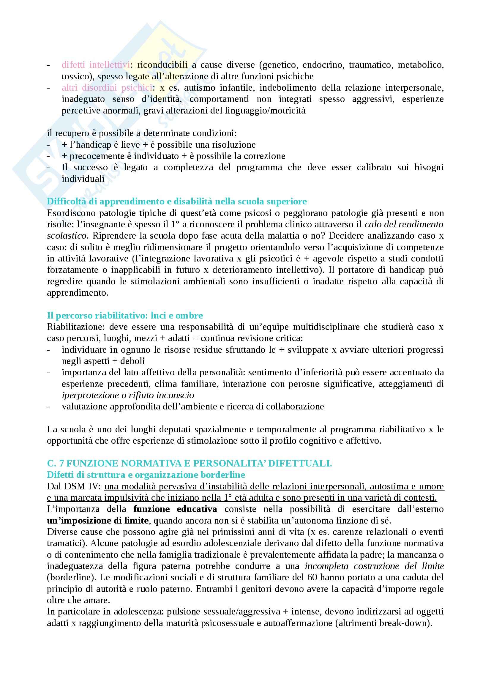 Riassunto esame Psichiatria, prof. Mutini, libro consigliato Disagio adolescenziale e scuola, Muttini Pag. 6