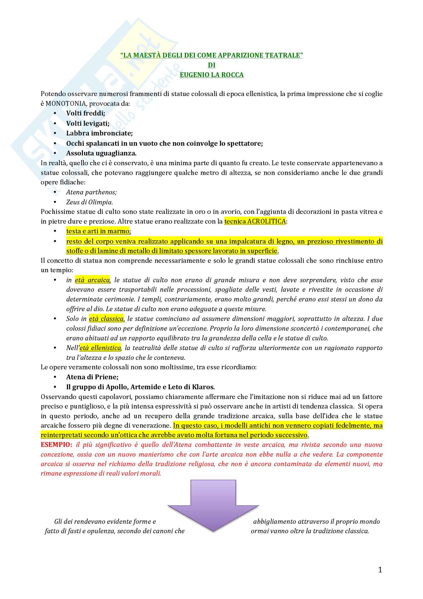 La Maestà degli dei come apparizione teatrale, La Rocca - Appunti Pag. 1