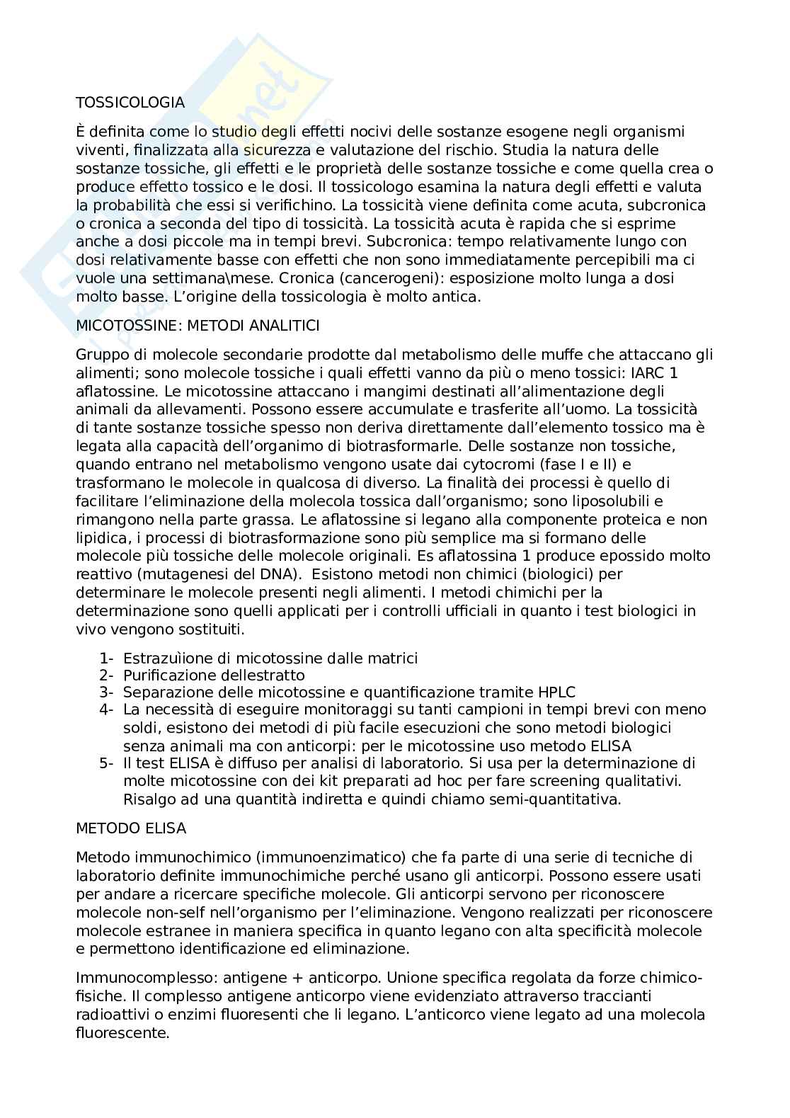 Tossicologia alimentare Pag. 1