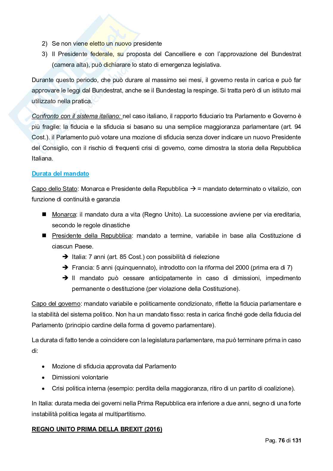 Riassunto esame Diritto costituzionale comparato, Prof. Biagi Francesco, libro consigliato Diritto costituzionale comparato, De Vergottini Pag. 76
