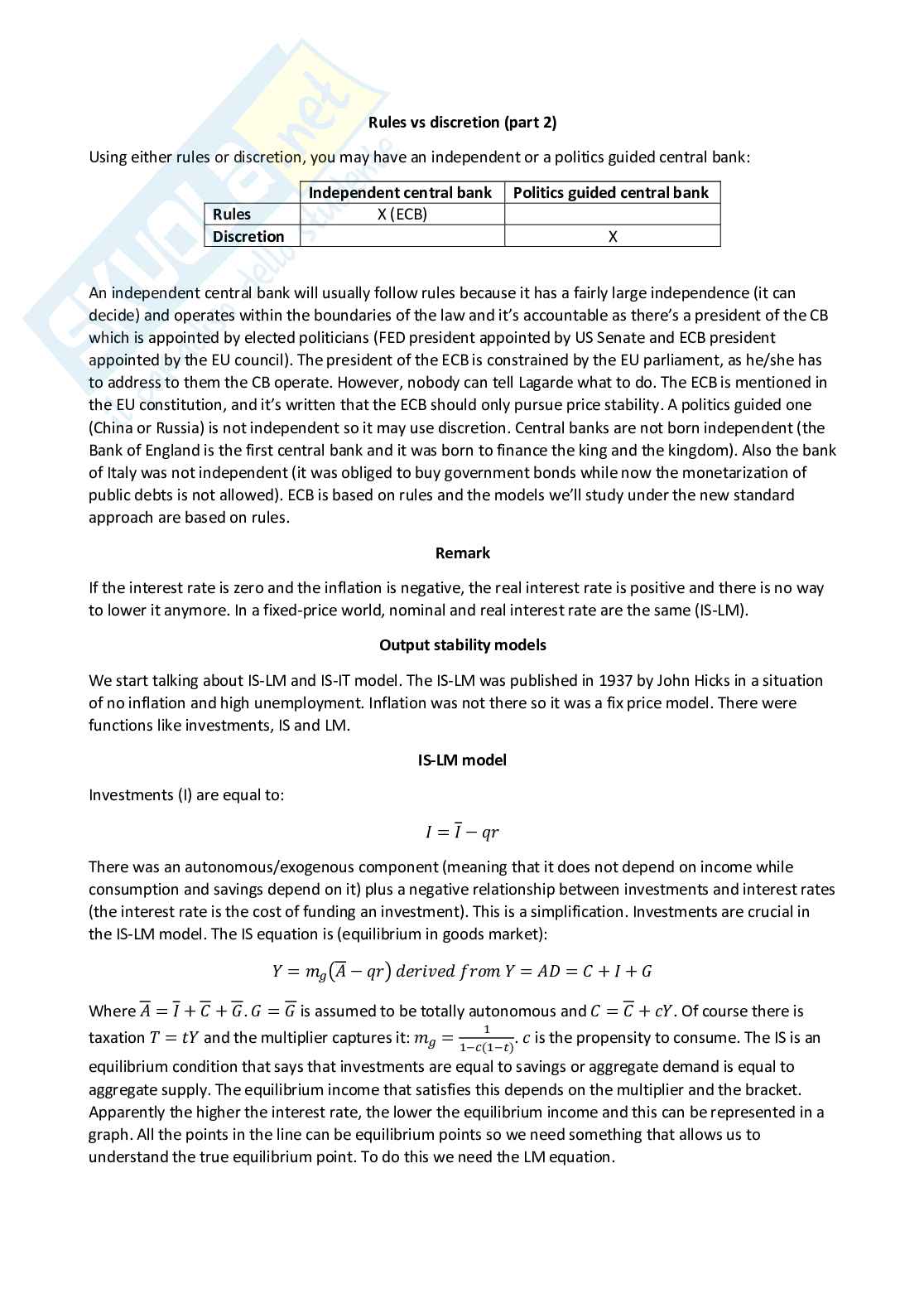 Monetary economics - Appunti completi (ENG) Pag. 2