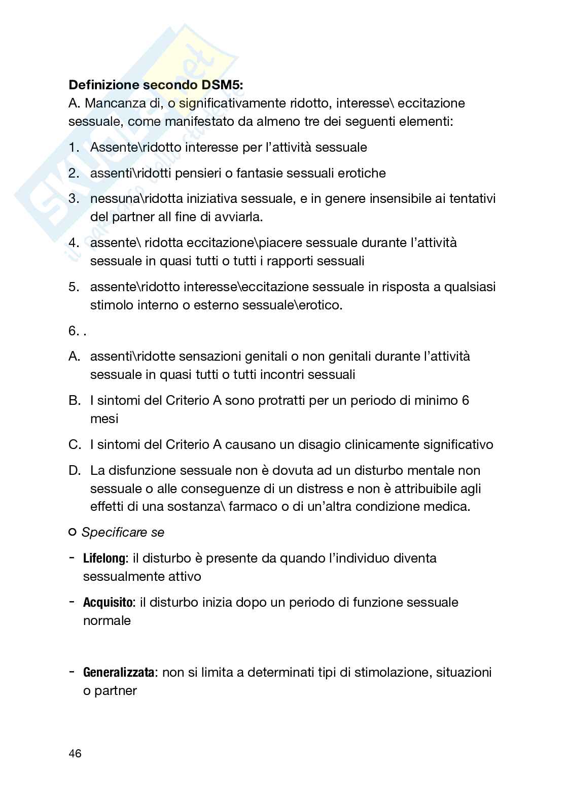 Psiclogia e psicopatologia della sessualità Pag. 46