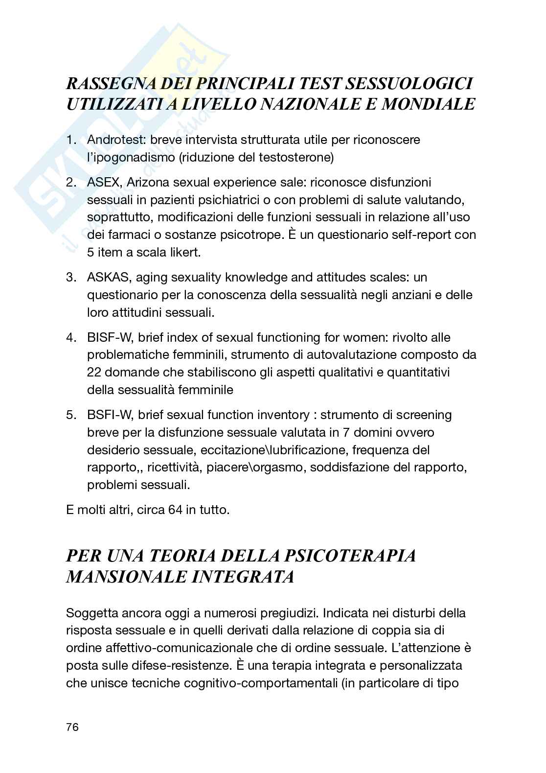 Psiclogia e psicopatologia della sessualità Pag. 76