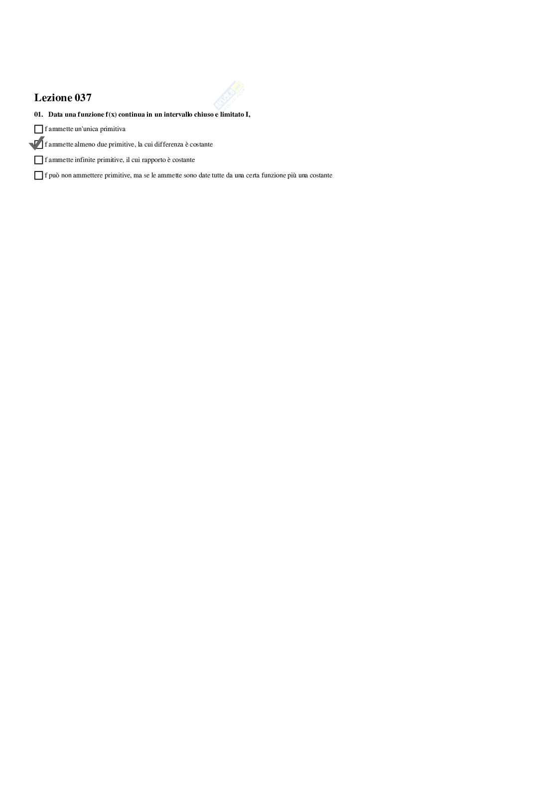 Paniere Analisi Matematica  domande multiple Pag. 31