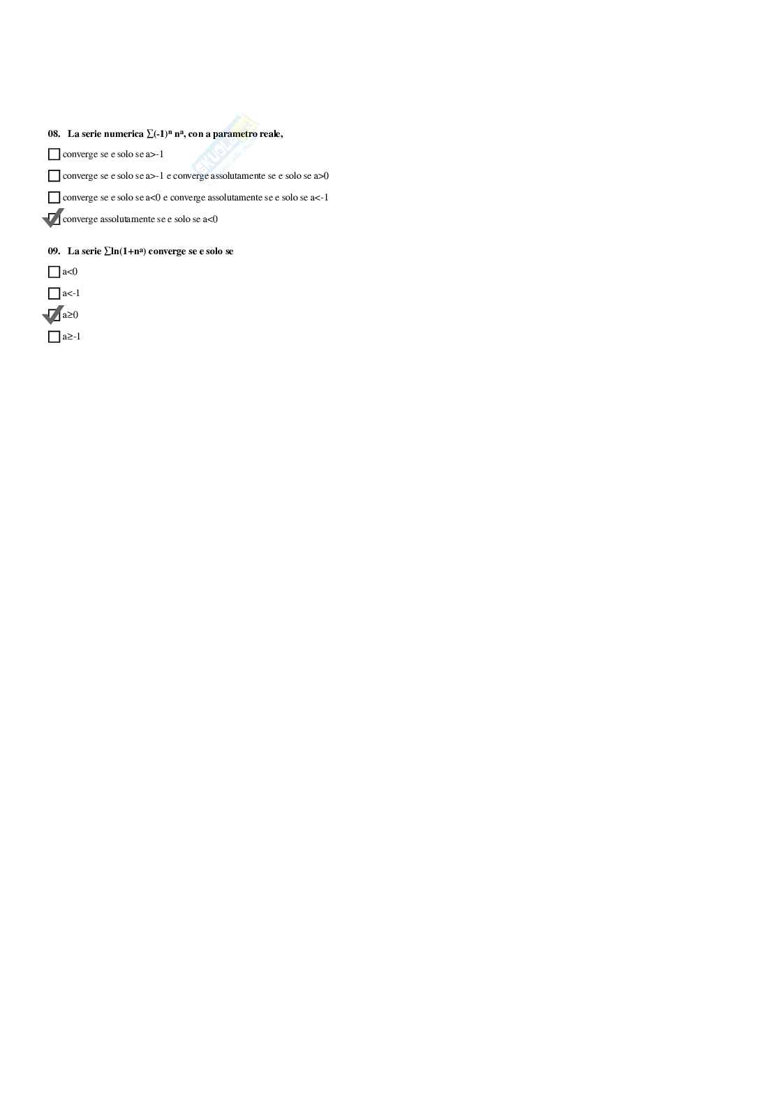 Paniere Analisi Matematica  domande multiple Pag. 41