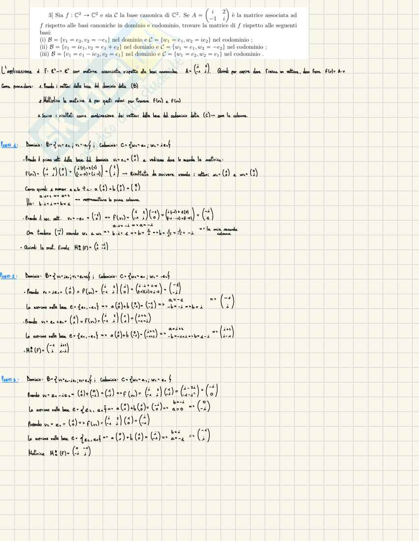 Geometria e algebra lineare:  esercizi su operazioni con matrici, determinante e inversa Pag. 6