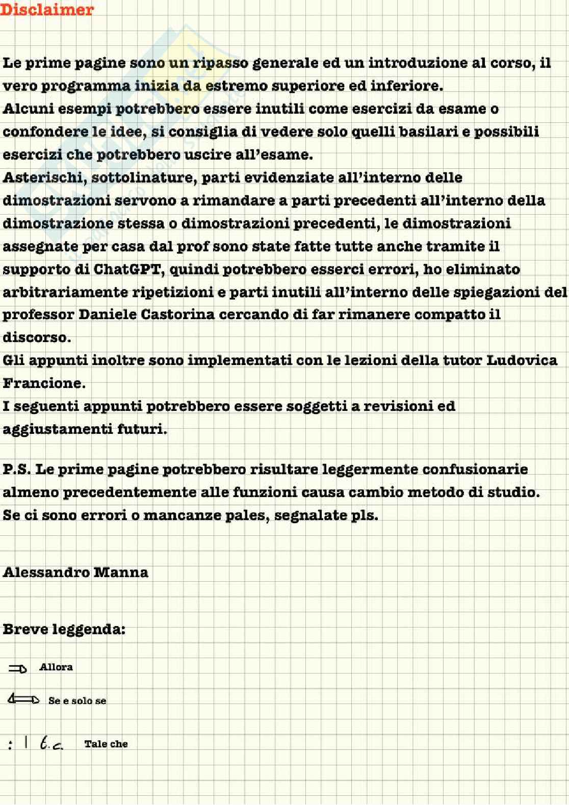 Appunti Analisi matematica I - teoria+esempi Pag. 2