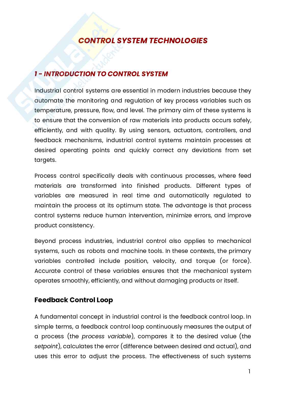 Appunti Control System Technologies Pag. 1