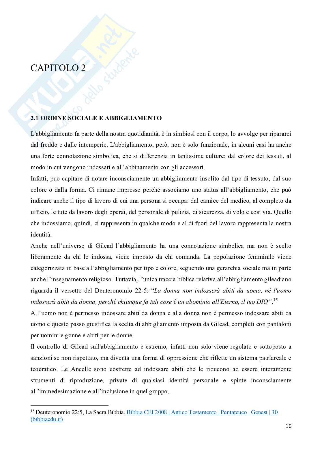 Vesti di oppressione: strumento di controllo e identità nella ustopia del Racconto dell’Ancella di Margaret Atwood Pag. 16