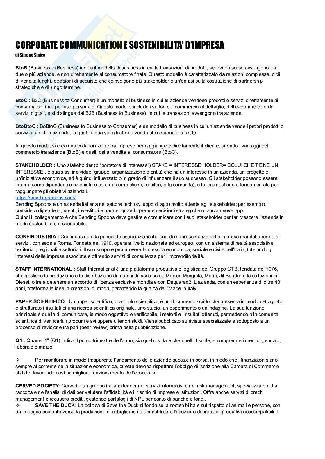 Corporate communication e sostenibilità d'impresa Pag. 1