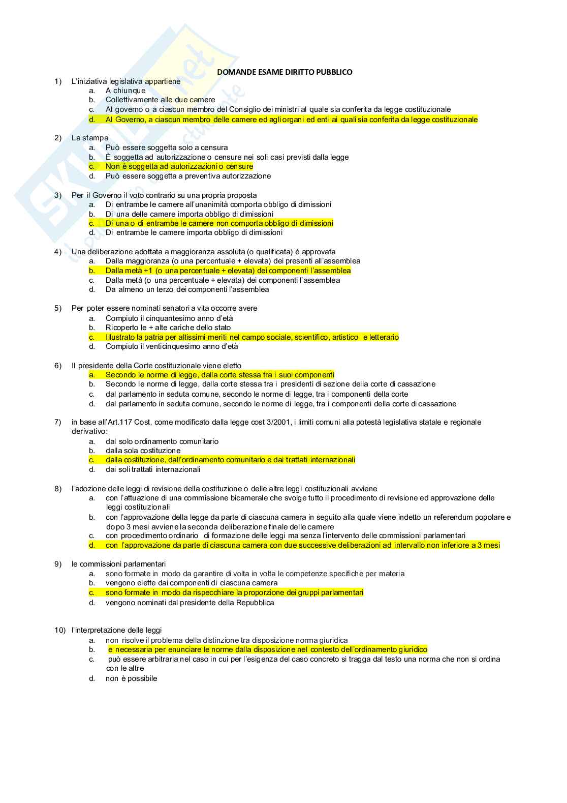 Esercitazione Diritto pubblico Pag. 1