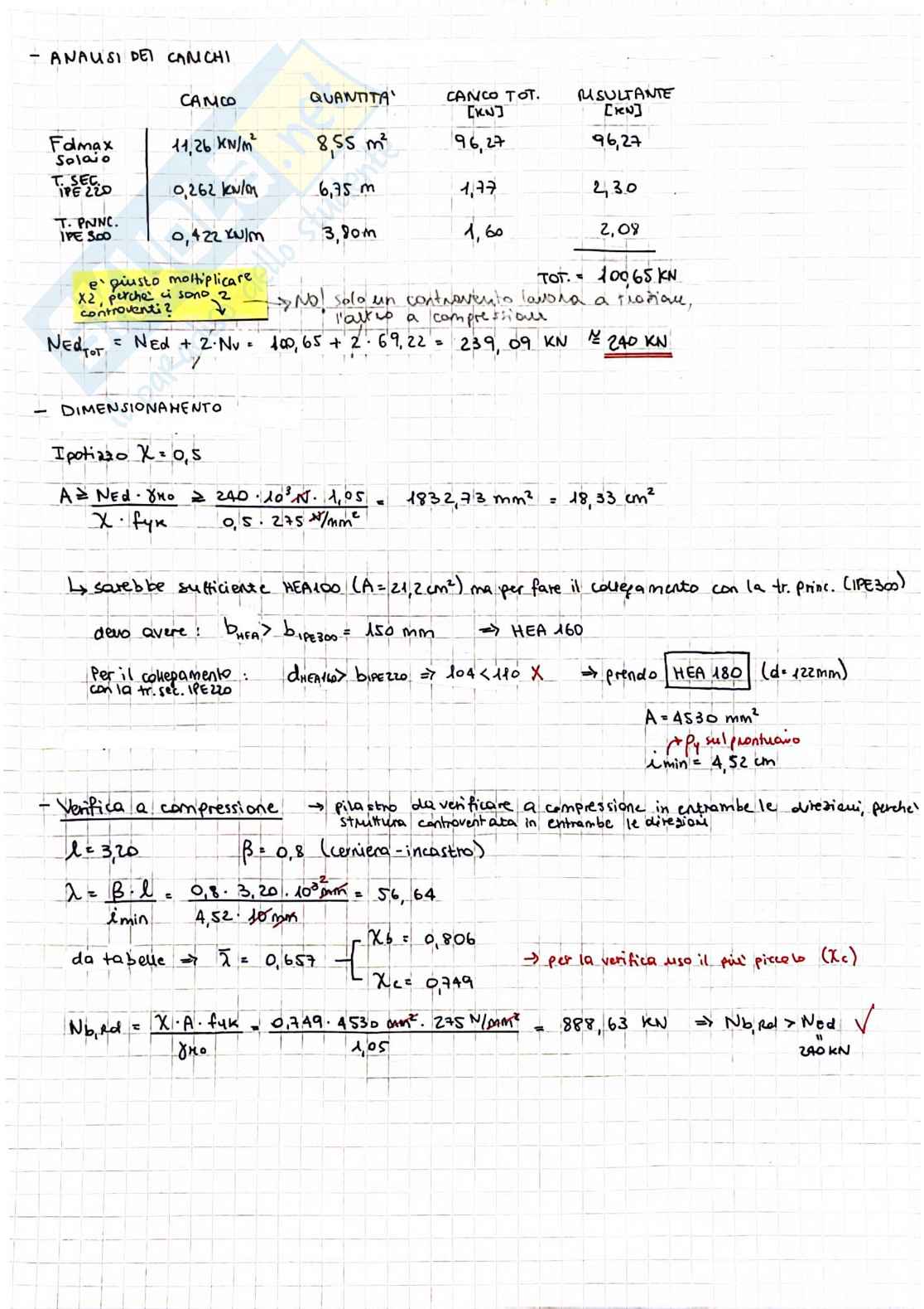 Tecnica delle costruzioni: esercizi d'esame svolti (Acciaio) Pag. 6