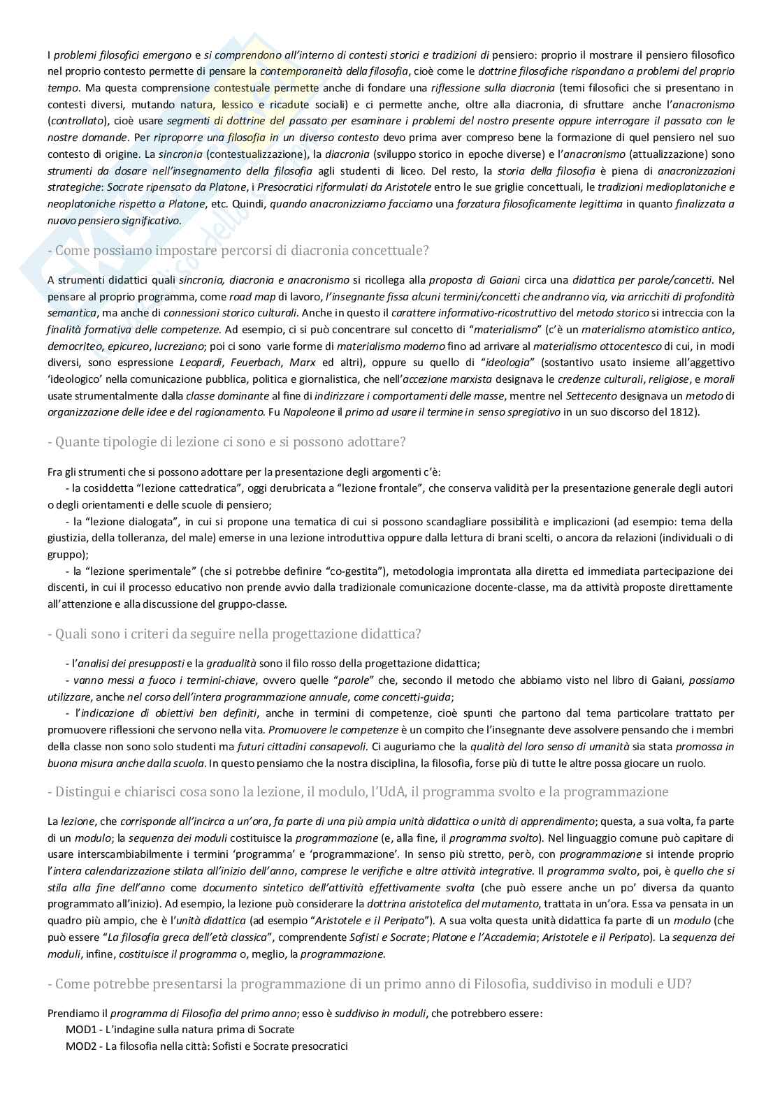 Riassunto esame Didattica della filosofia, prof Perfetti, libri consigliati Caputo e Gaiani Pag. 11