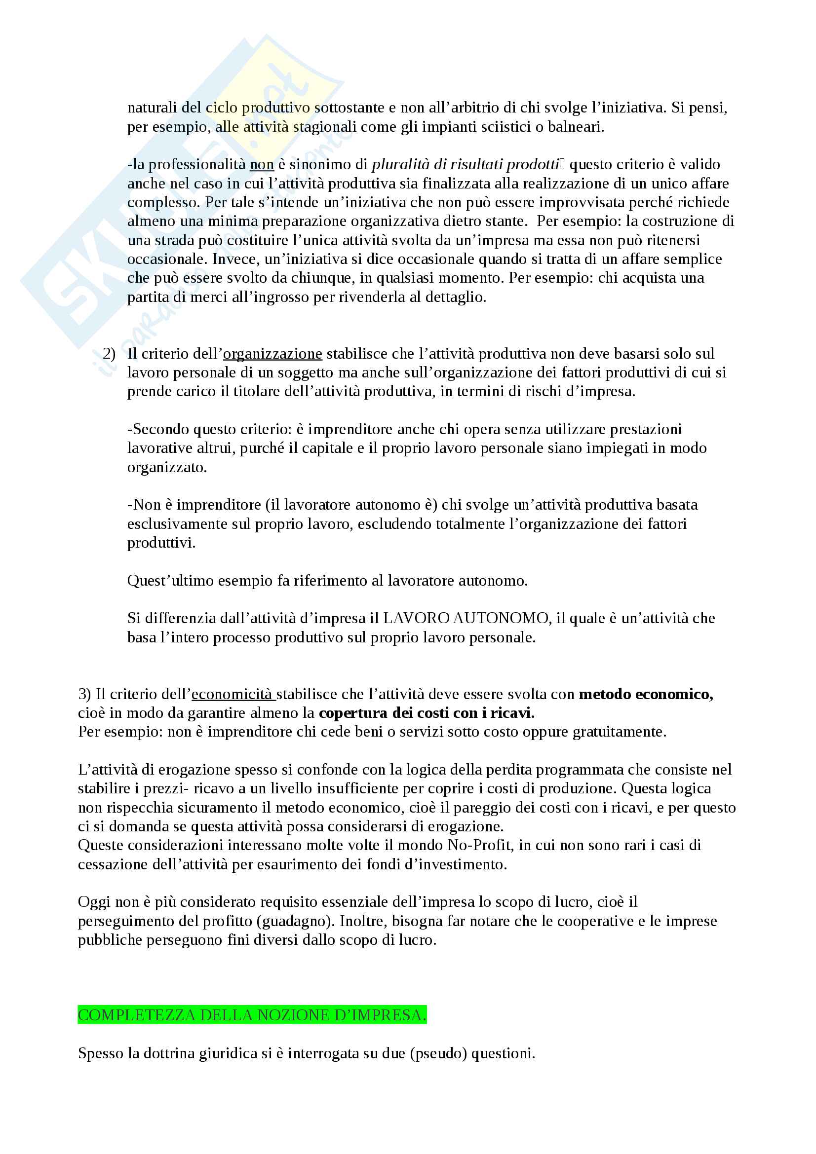 Riassunto esame Diritto dell'impresa Pag. 2