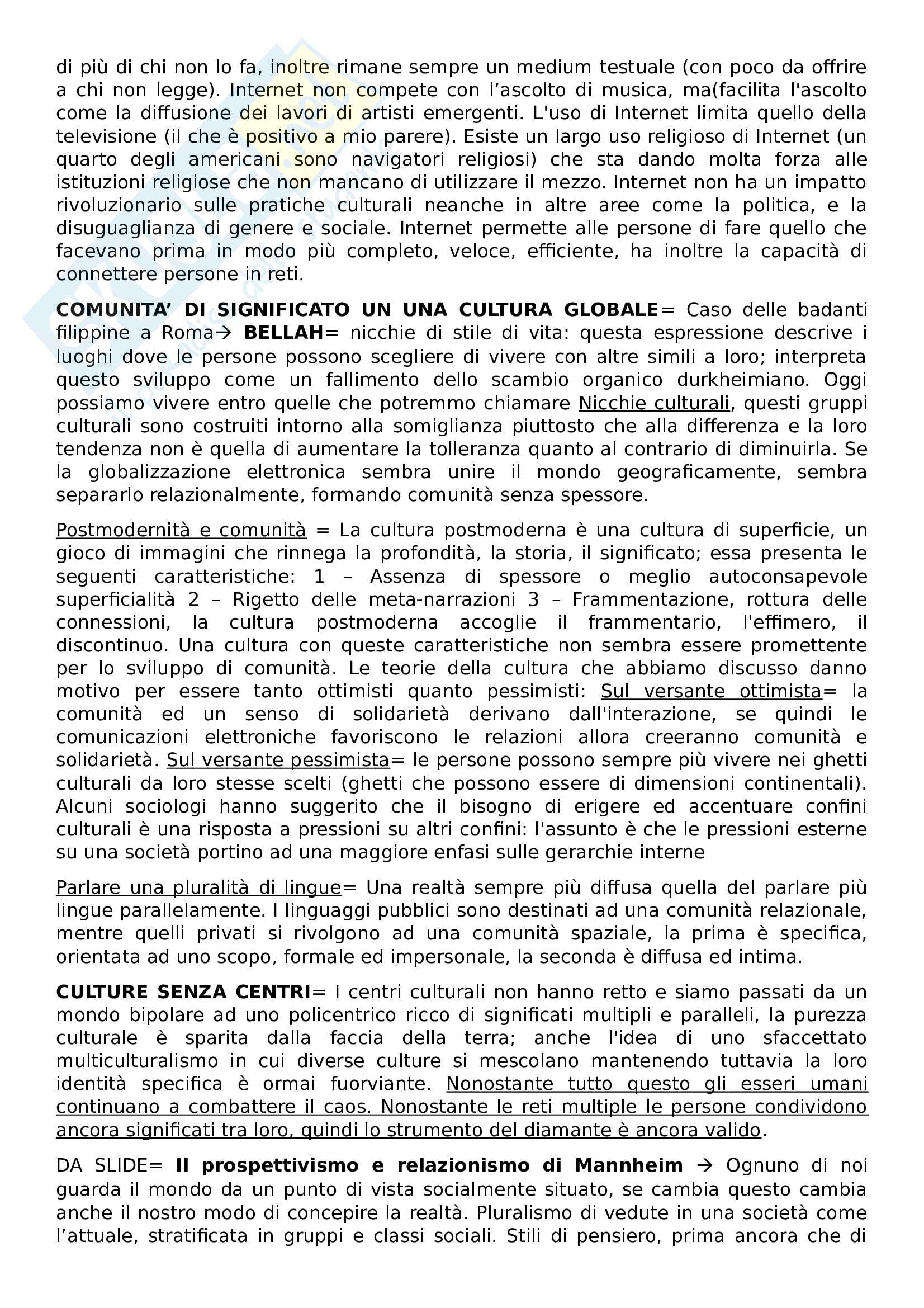 Riassunto esame sociologia dei processi culturali, prof Parziale, libro consigliato sociologia della cultura Pag. 16