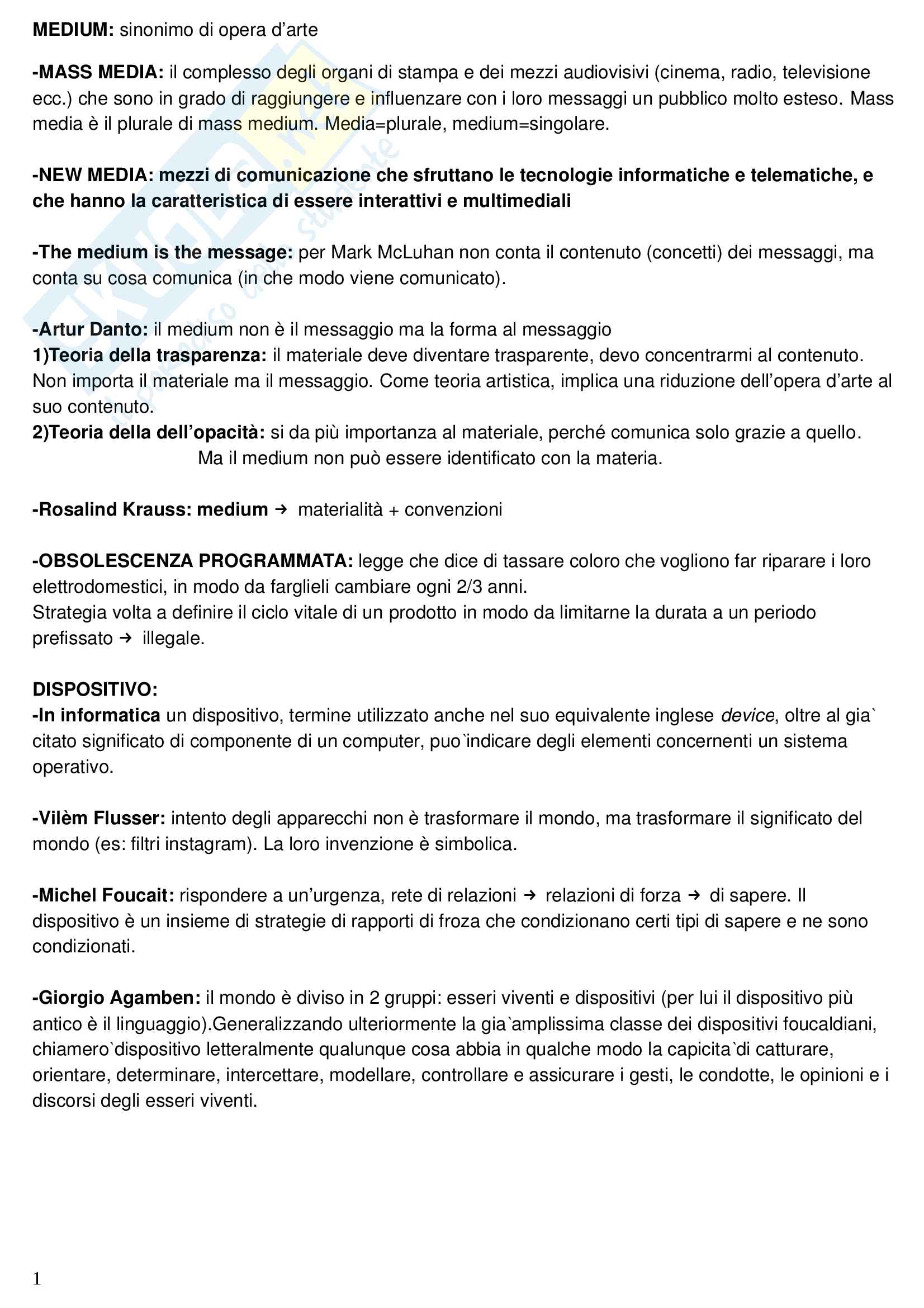 Riassunto prima metà del semestre Pag. 1