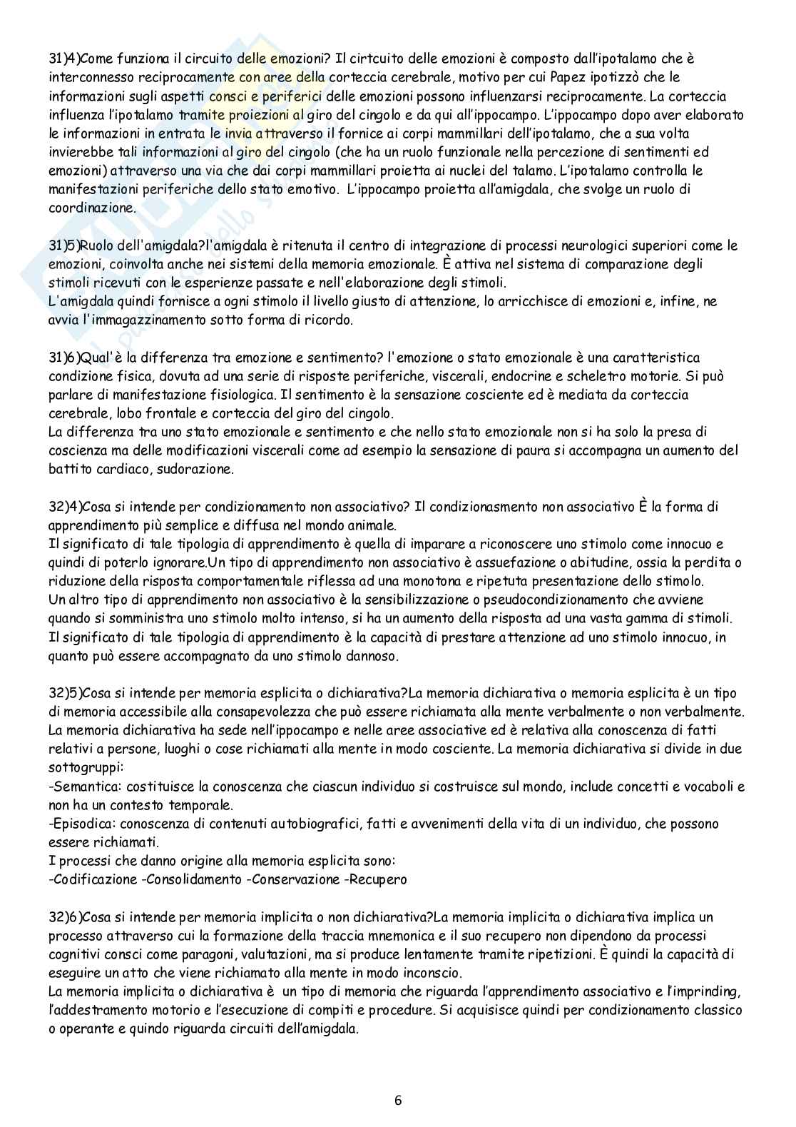 Esame Fisiologia domande aperte corrette Pag. 6