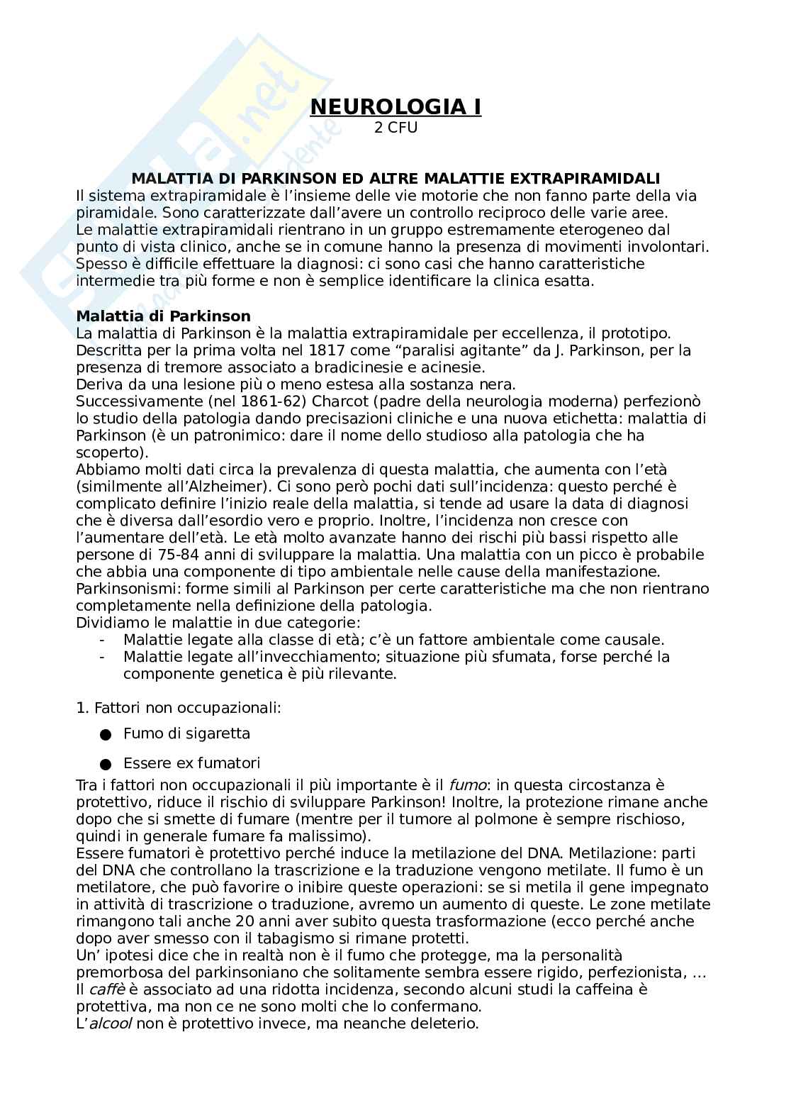 Malattia di Parkinson e altre malattie extrapiramidali Pag. 1