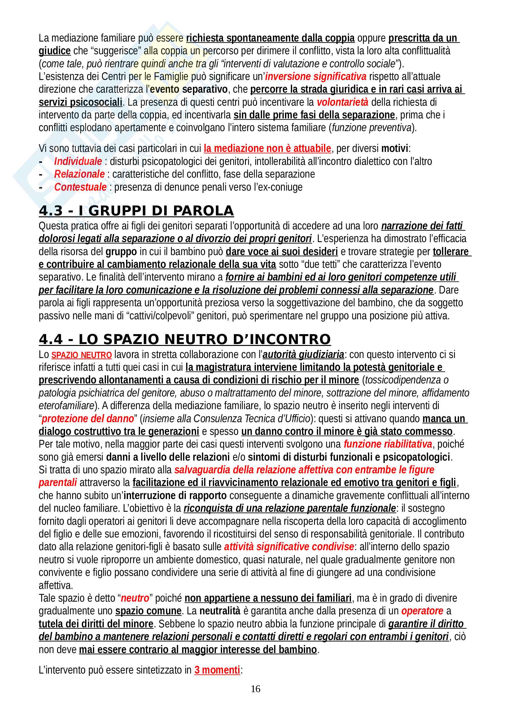 Riassunto esame Psicodinamica delle relazioni, prof. Tafà, libro consigliato Conoscere la famiglia Pag. 16