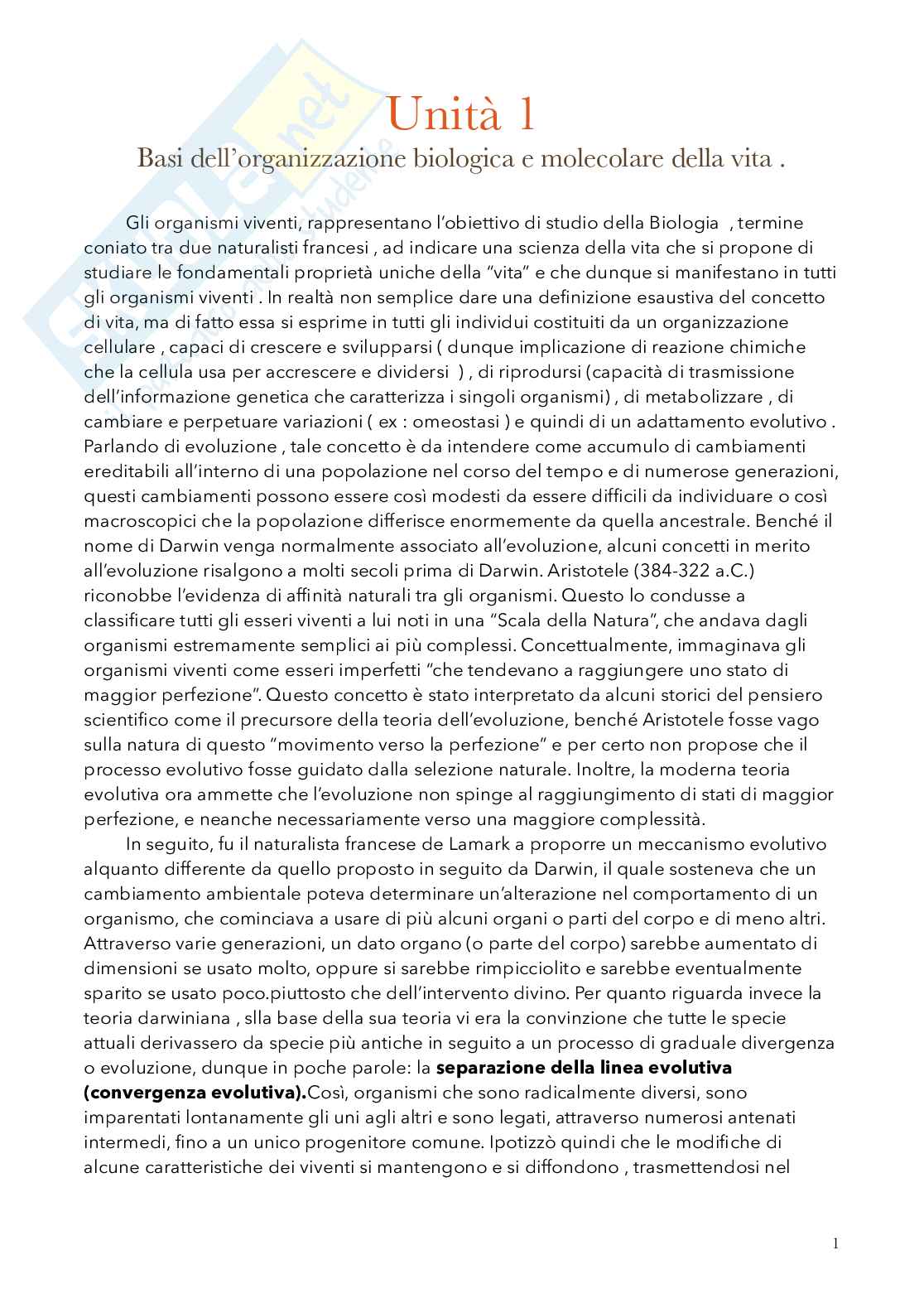 Biologia, semestre filtro Pag. 1