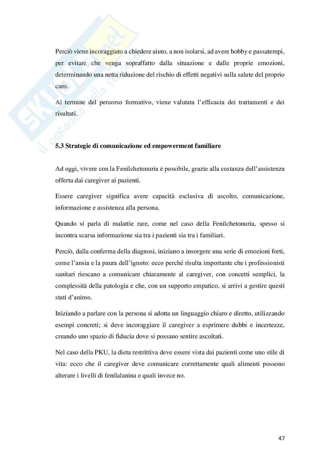 Assistenza al paziente affetto da Fenilchetonuria ed educazione al caregiver Pag. 51