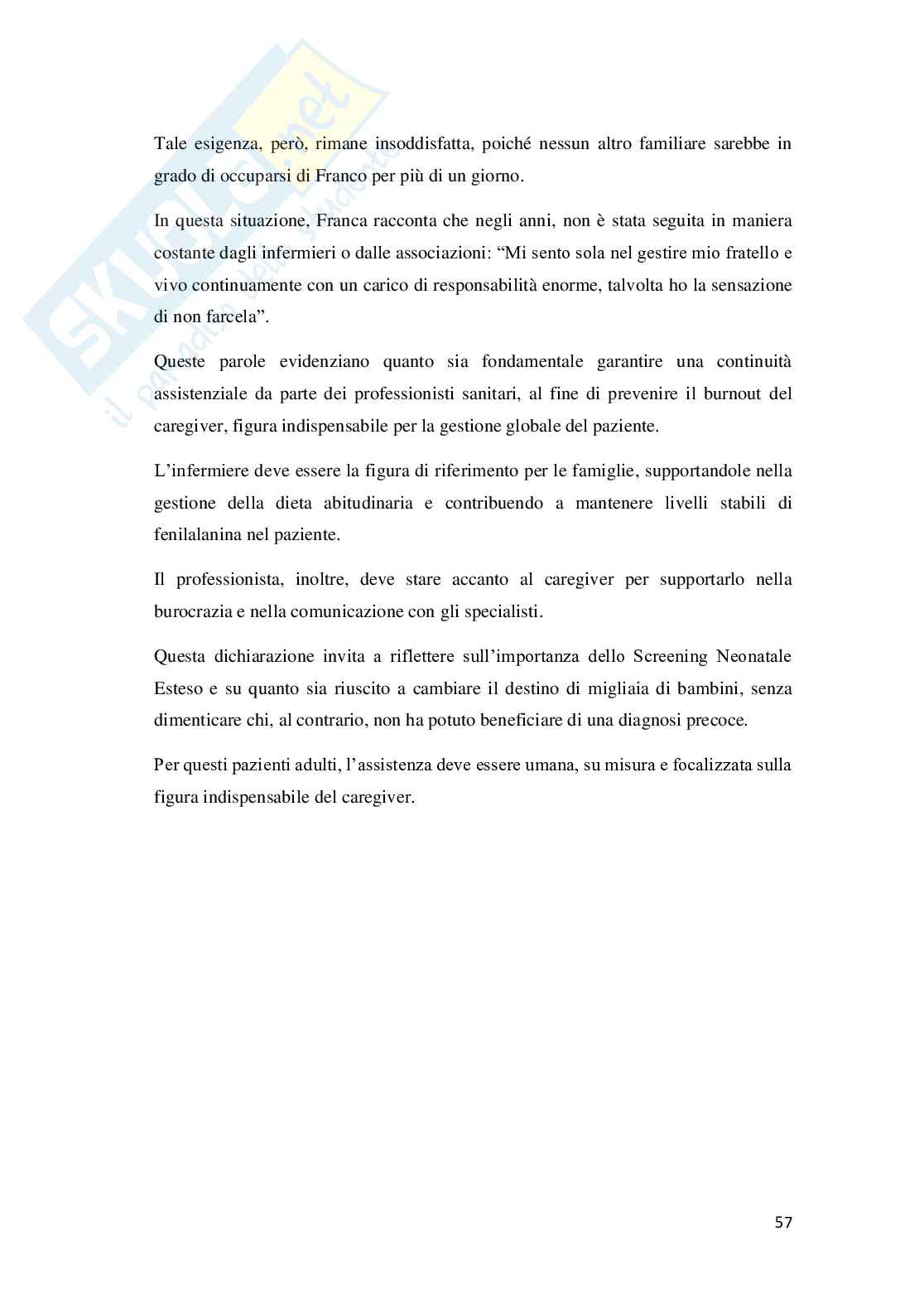 Assistenza al paziente affetto da Fenilchetonuria ed educazione al caregiver Pag. 61