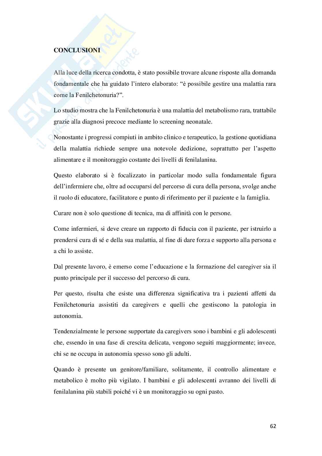 Assistenza al paziente affetto da Fenilchetonuria ed educazione al caregiver Pag. 66