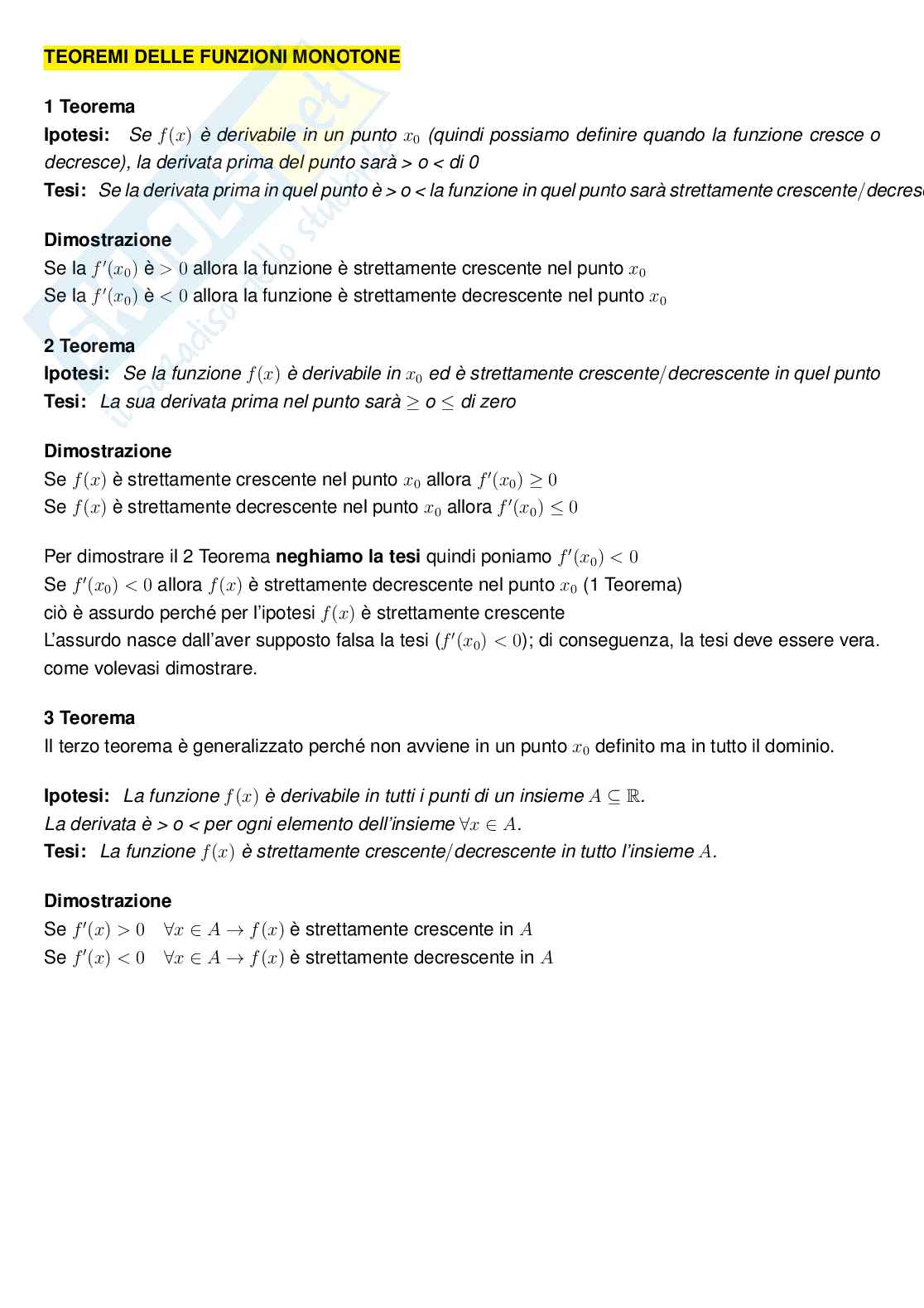 Appunti esame orale Matematica per l'economia Pag. 1
