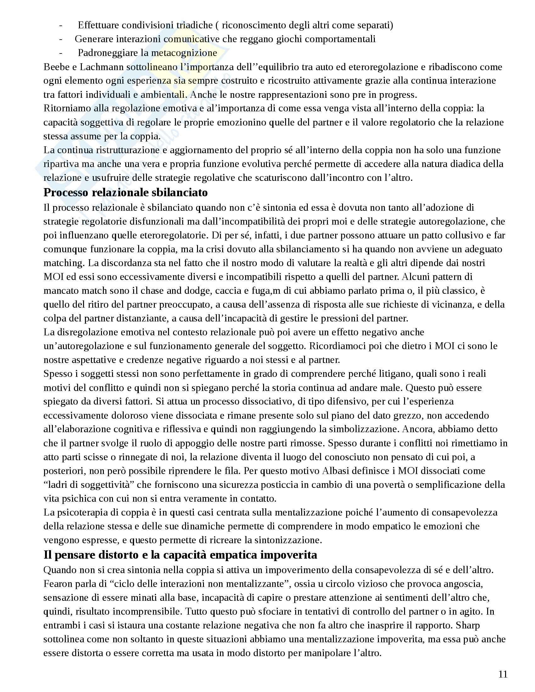 Riassunto esame Configurazioni Familiari a Rischio, prof. Carli, libro consigliato Psicologia delle Relazioni di Coppia Pag. 11