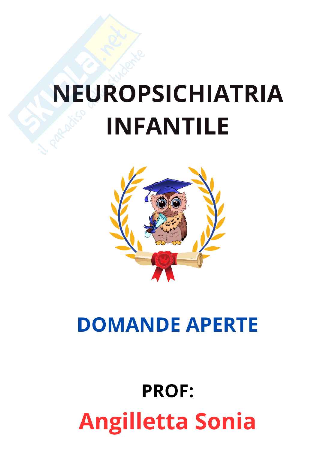 Paniere Neuropsichiatria infantile - Risposte aperte - aggiornato (2026) Pag. 1