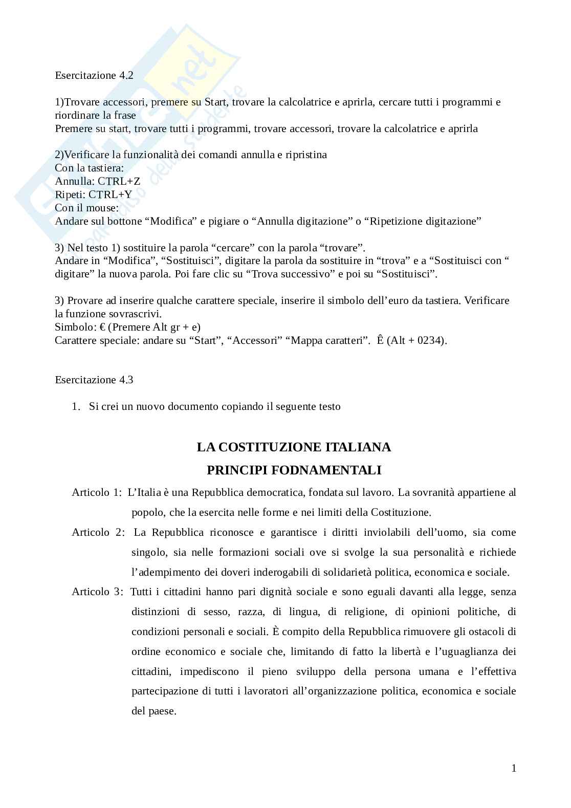 Informatica Esercitazione Pag. 1