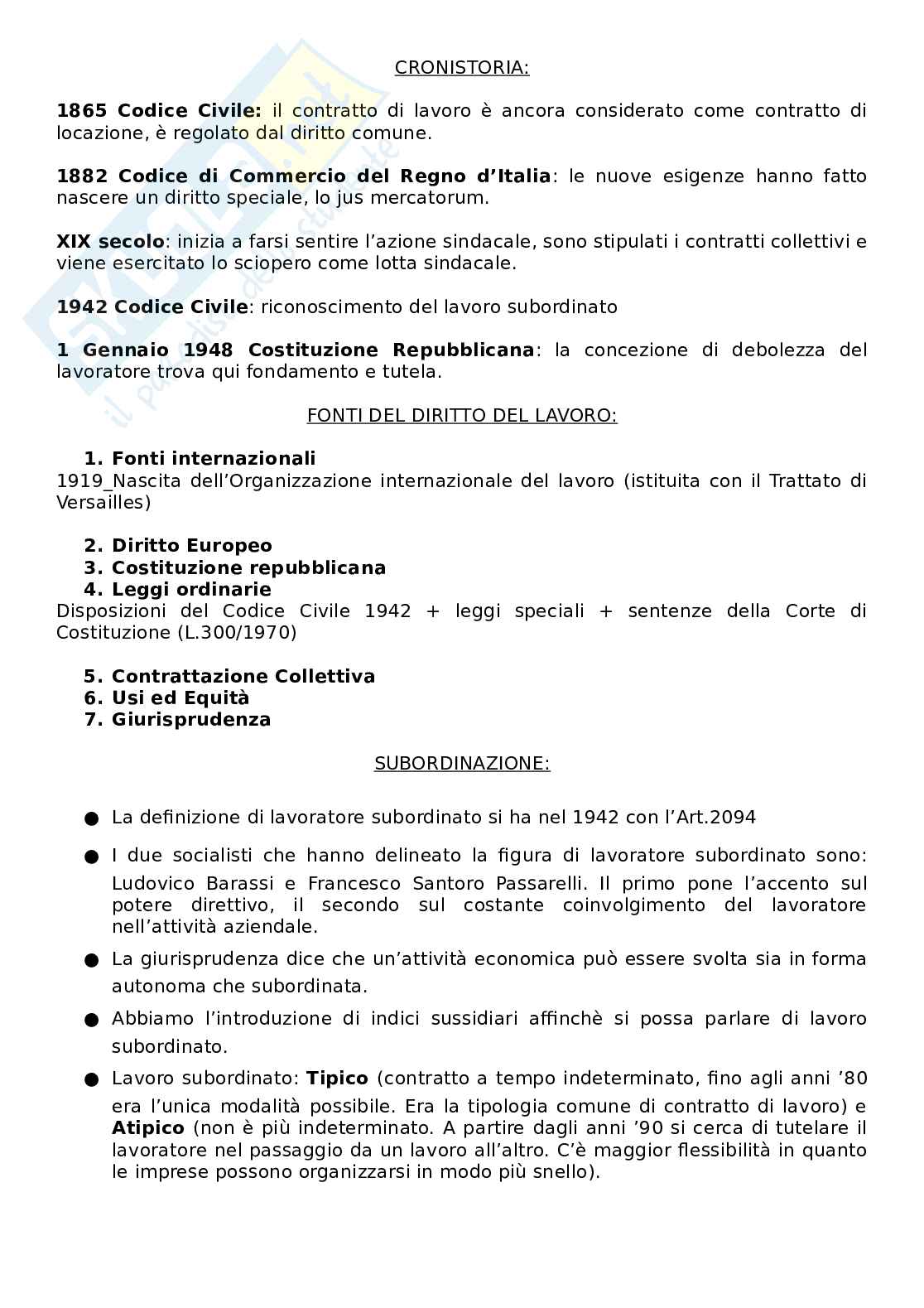 Schema Diritto del lavoro Pag. 1