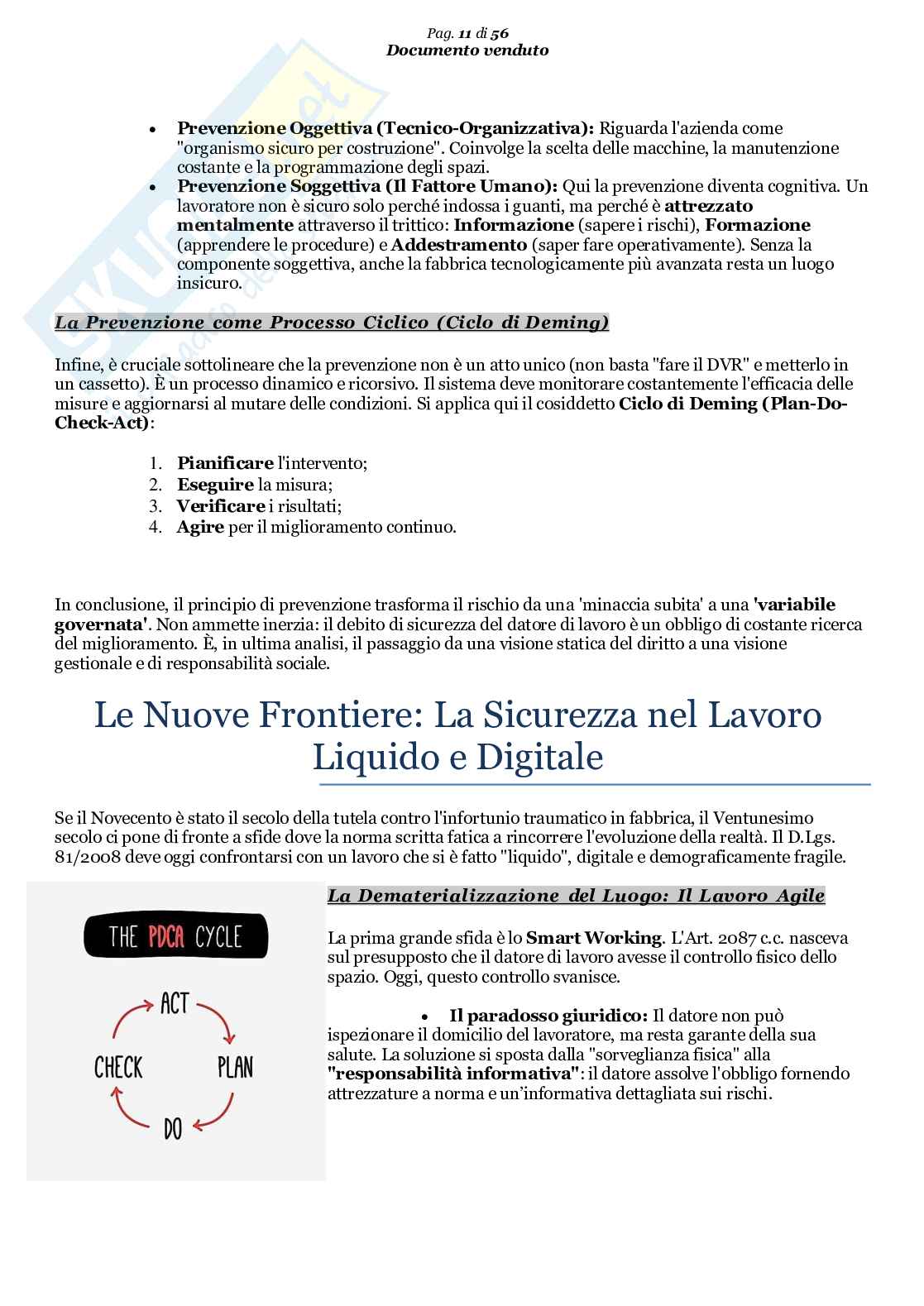 Riassunto esame Diritto del lavoro, Prof. Pascucci Paolo, libro consigliato I principi fondamentali della tutela e della sicurezza sul lavoro), capitolo 1 e 4 (sezione 1 e 2), Pascucci Pag. 11