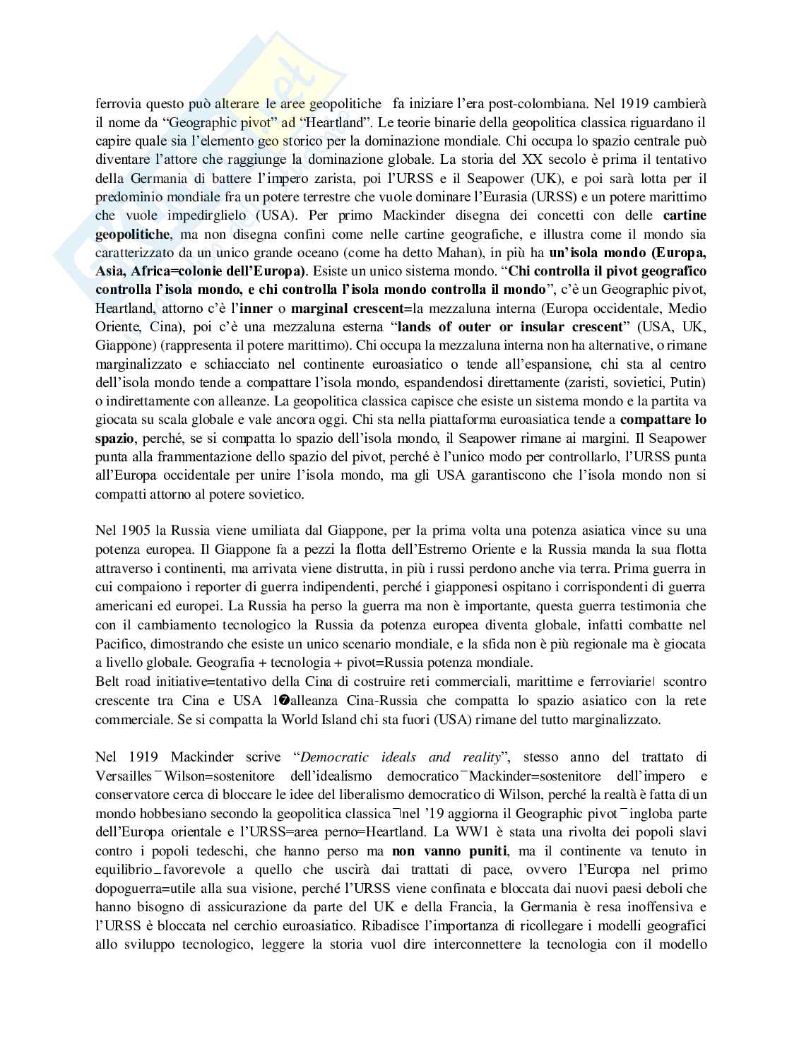 Appunti completi di Geopolitica - Teorie classiche e scenari contemporanei (94 pag.) Pag. 11