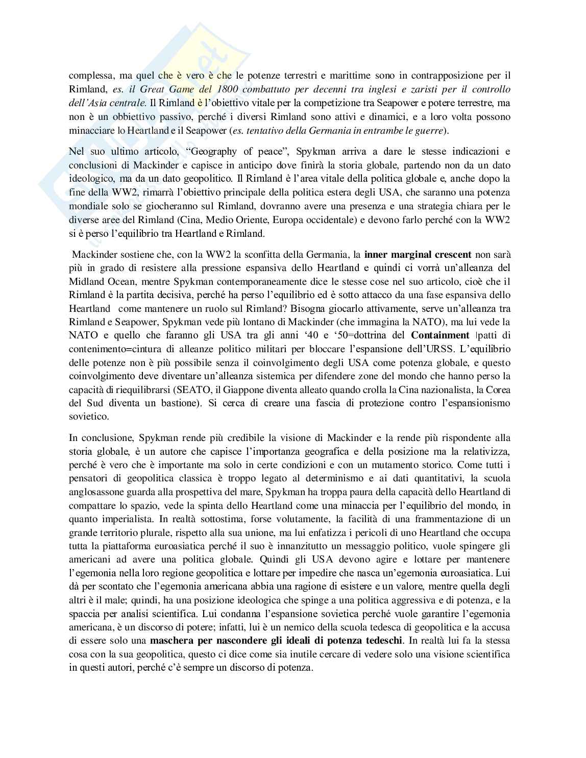 Appunti completi di Geopolitica - Teorie classiche e scenari contemporanei (94 pag.) Pag. 16