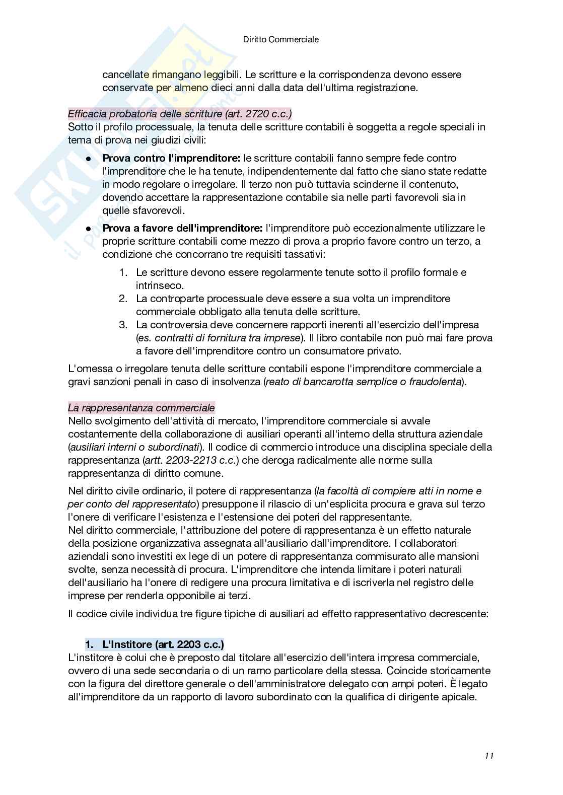 Riassunto esame Diritto commerciale, Prof. Santoni Giuseppe, libro consigliato Manuale di Diritto commerciale (VIII Edizione), Campobasso Pag. 11