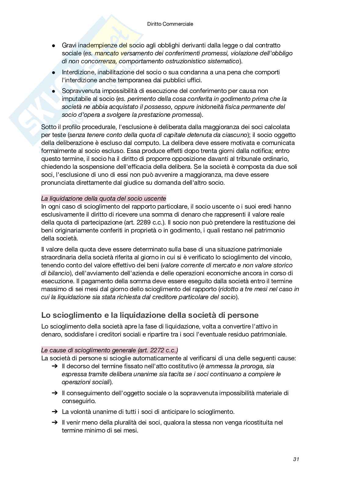 Riassunto esame Diritto commerciale, Prof. Santoni Giuseppe, libro consigliato Manuale di Diritto commerciale (VIII Edizione), Campobasso Pag. 31