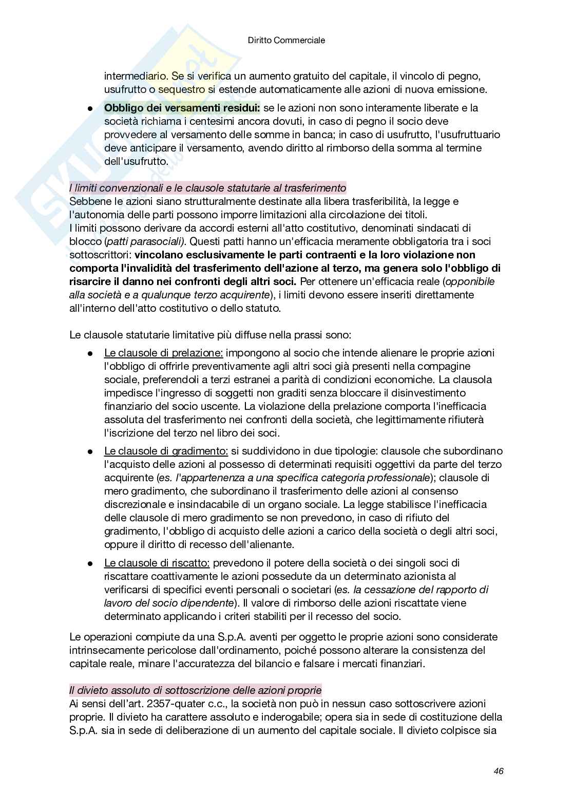 Riassunto esame Diritto commerciale, Prof. Santoni Giuseppe, libro consigliato Manuale di Diritto commerciale (VIII Edizione), Campobasso Pag. 46