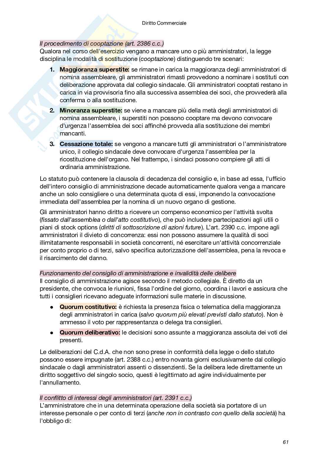 Riassunto esame Diritto commerciale, Prof. Santoni Giuseppe, libro consigliato Manuale di Diritto commerciale (VIII Edizione), Campobasso Pag. 61